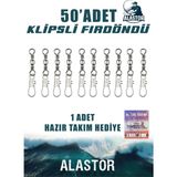 Alastor 50 Adet Klipsli Fırdöndü Karbon Çelik Olta İçin Dayanıklı Fırdöndü Seti