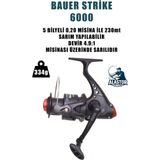 Alastor Olta Makinesi Strike 6000 Olta Makarası 5 Bilyeli Misinası Sarılı - Siyah