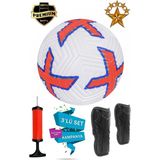 ALASTOR Orijinal Futbol Topu 3'lü Set Sert Dikişli Futbol Topu Zemin Halı Saha Çim Saha Futbol Topu Tekmelik (Dizlik) ve Pompa Dahil - Kırmızı
