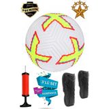 ALASTOR Orijinal Futbol Topu 3'lü Set Sert Dikişli Futbol Topu Zemin Halı Saha Çim Saha Futbol Topu Tekmelik (Dizlik) ve Pompa Dahildir. - Sarı