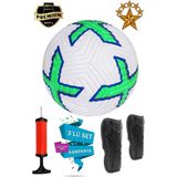 ALASTOR Orijinal Futbol Topu 3'lü Set Sert Dikişli Futbol Topu Zemin Halı Saha Çim Saha Futbol Topu Tekmelik (Dizlik)ve Pompa Dahildir. - Yeşil