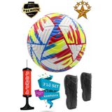 Alastor Profesyonel Futbol Topu 3'lü Set Dikişli Futbol Topu Dayanıklı Tekmelik(Dizlik) ve Pompa Dahil - Beyaz - Kırmızı - Sarı