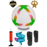 ALASTOR Profesyonel Futbol Topu 3'lü Set Dikişli Futbol Topu Sert Zemin Halı Saha Futbol Topu Tekmelik (Dizlik) ve Pompa Dahil - Yeşil