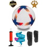 ALASTOR Profesyonel Futbol Topu 3'lü Set Dikişli Futbol Topu Sert Zemin Halı Saha Futbol Topu Tekmelik (Dizlik) ve Pompa Dahildir - Lacivert