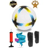 ALASTOR Profesyonel Futbol Topu 3'lü Set Dikişli Futbol Topu Sert Zemin Halı Saha Futbol Topu Tekmelik(Dizlik) ve Pompa Dahildir. - Sarı