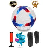 ALASTOR Profesyonel Futbol Topu 3'lü Set Dikişli Futbol Topu Sert Zemin Halı Saha Futbol Topu Yüksek Kaliteli Futbol Topu Tekmelik (Dizlik) Pompa Dahildir. - Mavi