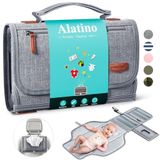 Alatino Bebek için Taşınabilir Bebek Bezi Değiştirme Pedi, Bebek Mendili Cepli Çıkarılabilir Seyahat Değiştirme Pedi, Bebek Duş Hediyeleri, Yeni Doğan Kız ve Erkek Çocuklar için Hediyeler (Gri)