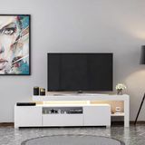 Alaz T0014 Led Işıklı Modern Tv Sehpası – Çok Bölmeli Depolama Alanı Beyaz