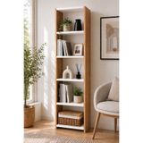 Alazca 5 Raflı Dar Kitaplık 160x41x20 cm – Dekoratif Çok Amaçlı Kitaplık, Salon, Ofis ve Çalışma Odası Rafı