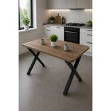 Alazca Metal X Ayaklı Yemek Masası - Modern Mutfak Masası, 4 Kişilik Masa, Çok Amaçlı Çalışma ve Yemek Masası