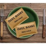Alazpack 2000 Adet Özel Baskılı Kraft Tek Kullanımlık Islak Mendil Çift Taraf Baskı
