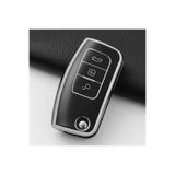 Alazpay Ford Fiesta Focus Courier Cmax Mondeo Kuga Galaxy Falcon Ecosport Tourneo TPU Anahtar Kılıfı (Siyah)
