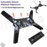 Alazpay Katlanabilir Çift Fanlı USB Dizüstü Laptop Soğutucu Bilgisayar Standı (7-15 Inch) - Siyah