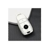 Alazpay Mercedes A B C E S G Serisi Cla Cle Gls Gla Glb Glc Amg Uyumlu Tpu Anahtar Kılıfı (BEYAZ-GÜMÜŞ)