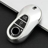 Alazpay Mercedes Benz C E S Class C200 C300 W206 W223 S400 S450 S480 S500 Parlak Tpu Anahtar Kılıfı (1 Adet) - Gümüş