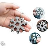 Alazpay Paslanmaz Çelik Multifonksiyonel Kar Tanesi 18 In 1 Anahtarlık (1 Adet) - Gümüş - 6.4cm