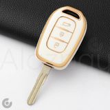 Alazpay Renault Clio Megane Captur Laguna Dacia Duster Sandero Stepway Logan Gold Kenar Tpu Anahtar Kılıfı - Beyaz