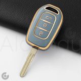 Alazpay Renault Clio Megane Captur Laguna Dacia Duster Sandero Stepway Logan Gold Kenar Tpu Anahtar Kılıfı - Mavi