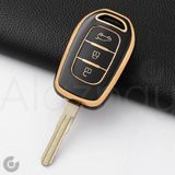 Alazpay Renault Clio Megane Captur Laguna Dacia Duster Sandero Stepway Logan Gold Kenar Tpu Anahtar Kılıfı - Siyah