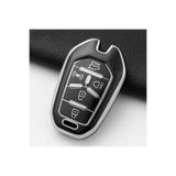 Alazpay SSANGYONG Anahtarsız Çalıştırmalı Araçlar İle Uyumlu Gümüş Kenar TPU Anahtar Kılıfı (Siyah)