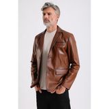 Alba Erkek Taba Deri Blazer Ceket - 4XL