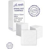 Alban Ağaoğlu Spanc Gazlı Bez 7,5x7,5cm 12 Katlı 100 Adet - Yüksek Emici, Yapışmayan, Nefes Alabilir %100 Pamuk Yara Pansuman Pedi (Gaz Kompres)