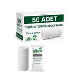 Alban Alçılı Sargı Bezi 20 cm x 2 m Ortopedik Medikal Alçı Bandaj POP Toptan Koli 50 Adet (Plaster of Paris)
