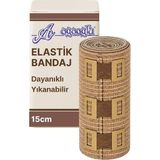 Alban Elastik Bandaj 15CM, 4 Klipsli 4,5 Metreye Kadar Uzar, Spor ve Günlük Kullanım - 15 cm - Kahverengi