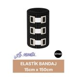 Alban Elastik Bandaj 15cm, 4 Klipsli 4,5 Metreye Kadar Uzar, Spor ve Günlük Kullanım(Siyah)