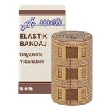 Alban Elastik Bandaj 6cm, 4 Klipsli 4,5 Metreye Kadar Uzar, Spor ve Günlük Kullanım - 6 cm - Kahverengi