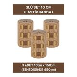 Alban Elastik Bandaj Seti 3’lü (3x10cm) 12 Klipsli 4,5 Metreye Kadar Uzar, Spor ve Günlük Kullanım
