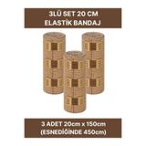 Alban Elastik Bandaj Seti 3’lü (3x20cm) 12 Klipsli 4,5 Metreye Kadar Uzar, Spor ve Günlük Kullanım