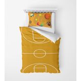 Alban Home Genç Çocuk Desen Mikro Saten 3D Dijital Baskı Tek Kişilik Nevresim Takımı Basketbol - Renkli - 160 x 220 cm