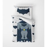 Alban Home Genç Çocuk Desen Mikro Saten 3D Dijital Baskı Tek Kişilik Nevresim Takımı Batman - Renkli - 160 x 220 cm
