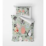 Alban Home Genç Çocuk Desen Mikro Saten 3D Dijital Baskı Tek Kişilik Nevresim Takımı Cats - Renkli - 160 x 220 cm