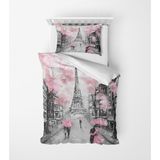 Alban Home Genç Çocuk Desen Mikro Saten 3D Dijital Baskı Tek Kişilik Nevresim Takımı Eifel - Renkli - 160 x 220 cm