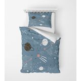 Alban Home Genç Çocuk Desen Mikro Saten 3D Dijital Baskı Tek Kişilik Nevresim Takımı Gezegen - Renkli - 160 x 220 cm