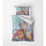 Alban Home Genç Çocuk Desen Mikro Saten 3D Dijital Baskı Tek Kişilik Nevresim Takımı Kelebek - Renkli - 160 x 220 cm