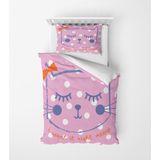 Alban Home Genç Çocuk Desen Mikro Saten 3D Dijital Baskı Tek Kişilik Nevresim Takımı Meow - Renkli - 160 x 220 cm