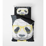 Alban Home Genç Çocuk Desen Mikro Saten 3D Dijital Baskı Tek Kişilik Nevresim Takımı Panda - Renkli - 160 x 220 cm