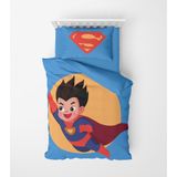 Alban Home Genç Çocuk Desen Mikro Saten 3D Dijital Baskı Tek Kişilik Nevresim Takımı Super Boy - Renkli - 160 x 220 cm
