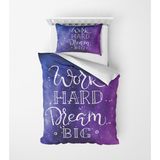 Alban Home Genç Çocuk Desen Mikro Saten 3D Dijital Baskı Tek Kişilik Nevresim Takımı Work Hard - Renkli - 160 x 220 cm