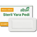 Alban Steril Yara Pedi, Non-Woven 10 cm X 20 cm Yarapedi, Steril Tekli Paketlerde 25'li Kutu Içerisinde, Pansuman Yara Örtüsü - 10cmx20cm