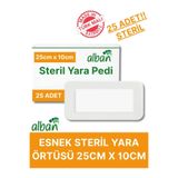 Alban Steril Yara Pedi, Non-Woven 10cmx25cm Pansuman Yara Örtüsü, Steril Tekli Paketlerde 25li Kutuda