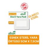 Alban Steril Yara Pedi, Non-Woven 5cmx7,5cm Pansuman Yara Örtüsü, Steril Tekli Paketlerde 25li Kutuda