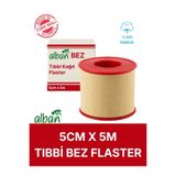 Alban Tıbbi Bez Flaster 5 cm x 5 m Pamuklu Medikal Sabitleme Bandı Tekli Rulo