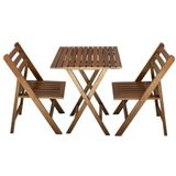 Albatros Ada Masa Sandalye Takımı : 60X60 Masa + 2 Sandalye - Katlanır Ahşap Set