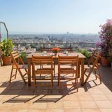 Albatros Ahşap Bahçe Balkon Takımı: 80X120 Sabit Masa + 6 Katlanır Sandalye