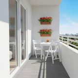 Albatros Ahşap Bahçe Balkon Takımı Beyaz: 70X70 Sabit Masa + 2 Katlanır Sandalye