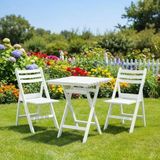 Albatros Katlanır Ahşap Bahçe Balkon Takımı Beyaz: 60X80 Masa + 2 Sandalye Set